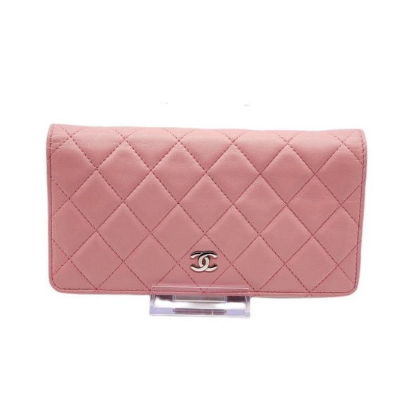 CHANEL Handbags - CHANEL Pink Quilted Wallet